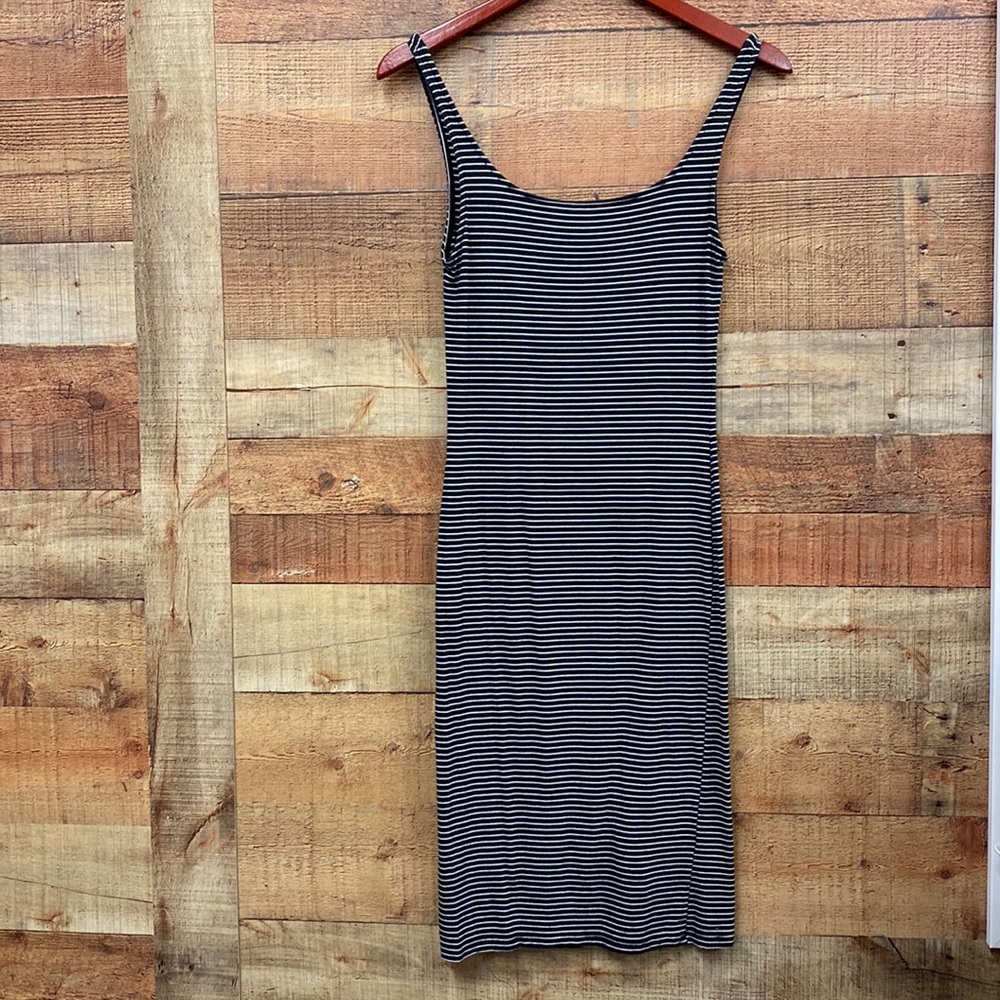 Hearts & Hips Black & White Striped Midi Dress